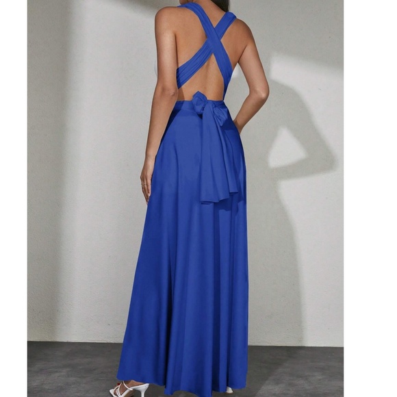 Luxe Light Blue 4 way Adjustable High Waisted Party Evening Occasion Dre… - Picture 3 of 7